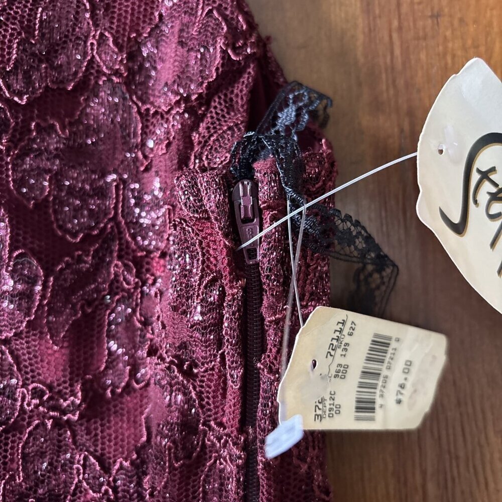 vintage steppin out dress Burgundy Satin Look Size 11/12 NOS See Measurements - Picture 8 of 10